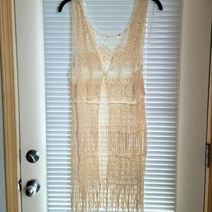 Long Crochet Vest with Fringe